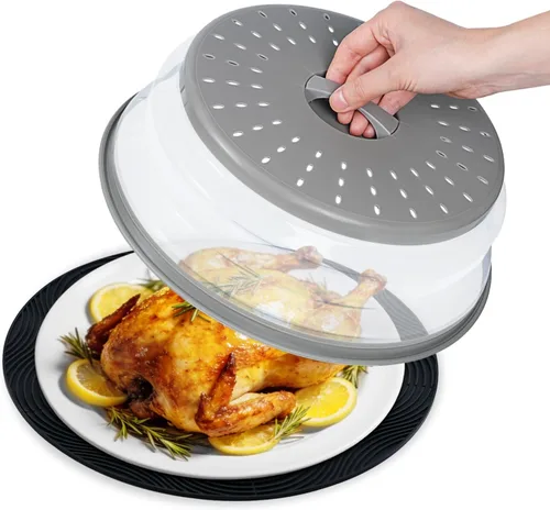 Vista 10 de Cubierta contra salpicaduras de microondas para alimentos, protector contra salpicaduras de cocina Micowave, tapa a prueba de platos, apta