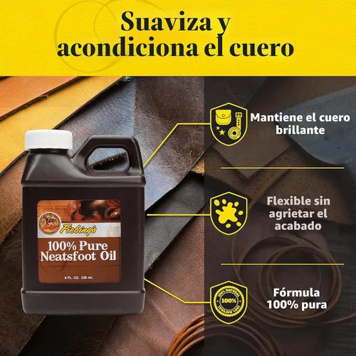 Vista 4 de Fiebing's Aceite 100% puro de pie de gato, conservante de cuero natural, 8 onzas líquidas