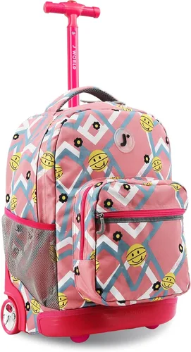 Vista 10 de J World Sunrise Kids - Mochila con ruedas para niñas y niños. Mochila con ruedas para la escuela, Aurora, 18 pulg
