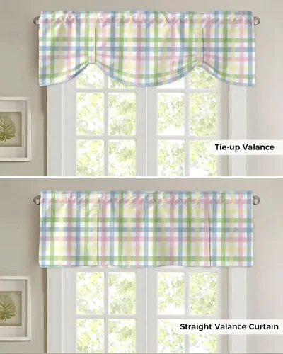 Vista 5 de Cortina de cenefa de Pascua con lazo para cocina, sala de estar, dormitorio, baño, cafetería, bolsillo para barra, panel corto para ventana
