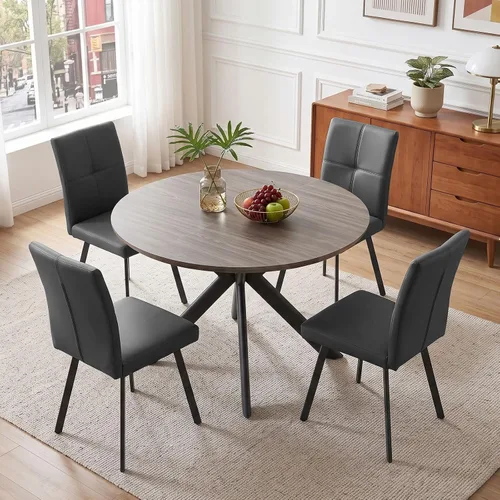 Vista 16 de HIPIHOM 43.2"-59.1" Extendable Round Dining Table Mesa de roble