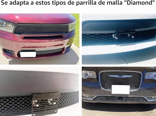 Vista 2 de iJDMTOY Kit de reubicación de placa de matrícula sin taladro para rejilla delantera, compatible con Challenger Charger Durango Grand Cherokee