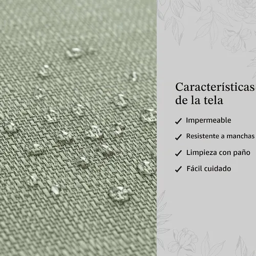 Vista 3 de Elrene Home Fashions - Mantel de textura sólida de laurel, resistente al agua y a las manchas, 90 pulgadas, redondo, color salvia