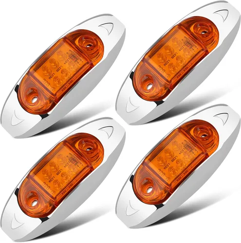 Vista 8 de 1x Luz de Marcador LED Oval Ámbar para Remolque con Bisel Cromado, Luces Laterales de Marcador de 6 LED, Luces de Indicación de Despeje Superior