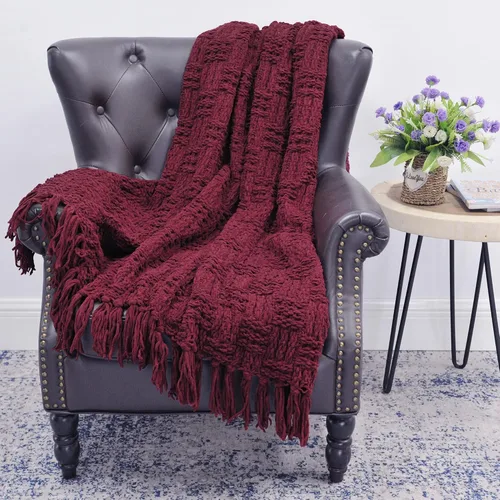 Vista 2 de BOON cobija para sillón de tejido Borgoña