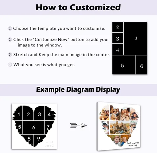 Vista 5 de LZIMU Impresiones en lienzo de collage con tus fotos, multiimágenes personalizadas para pared, collage personalizado, regalos de fotos, decoración