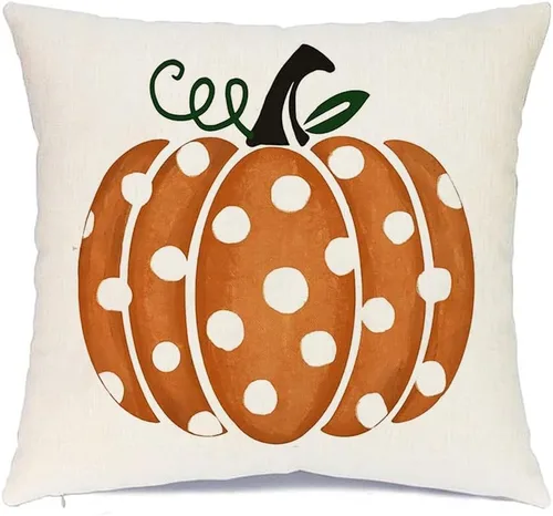 Vista 10 de RABUSOFA Dark Blue Polka Dot Pumpkin Fall Pillow Covers,Seasonal Autumn Thanksgiving Decorative Throw Pillows Fall Decorations for Home Couch Decor