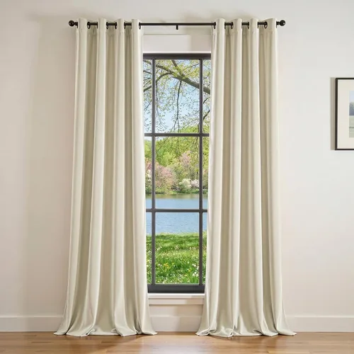 Vista 9 de Lazzzy Cortina opaca de terciopelo azul con aislamiento térmico para dormitorio, sala de estar, oscurecimiento de privacidad, cortinas de terciopelo