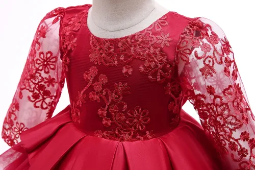 Vista 5 de NNJXD - Vestido de princesa de tul y manga larga de princesa para niña niña pequeña y bebé vestido floral de boda para niña