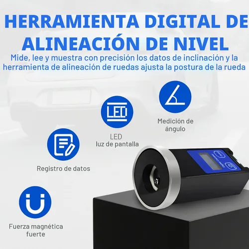 Vista 2 de Herramienta Universal de Alineación de Ruedas, Medidor Digital Magnético de Caster Camber, Herramienta de Alineación de Camber LCD para Automóvil