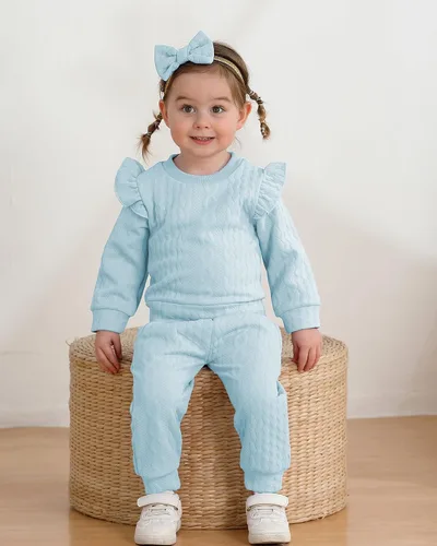 Vista 3 de Mioglrie Conjunto de ropa de bebé para niña, tops y pantalones, ropa para niñas pequeñas, sudaderas para bebés