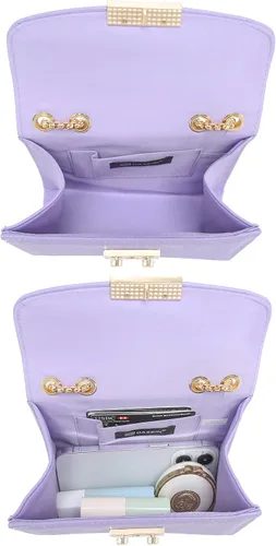 Vista 6 de Dasein Bolso cruzado pequeño para mujer, bolso de noche de diseñador, bolso de mano para bodabaile de graduaciónfiesta con doble correa de cadena