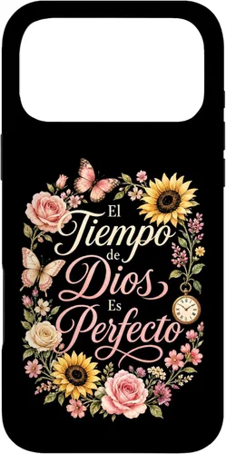 Vista 26 de Fe Cristiana El Tiempo De Dios ES Perfecto Floral Wreath Case for iPhone 16