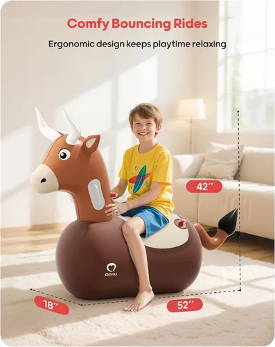 Vista 5 de QPAU - Juguete inflable de tolva hinchable, 1 paquete con bomba de mano Toro