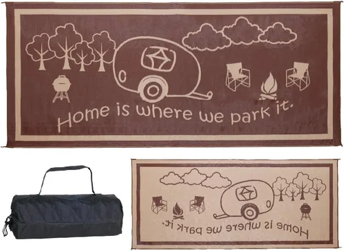 Vista 7 de Stylish Camping Ming's Mark RH8111 - Tapete reversible para casa rodante, 8 x 11 pies, negro/blanco