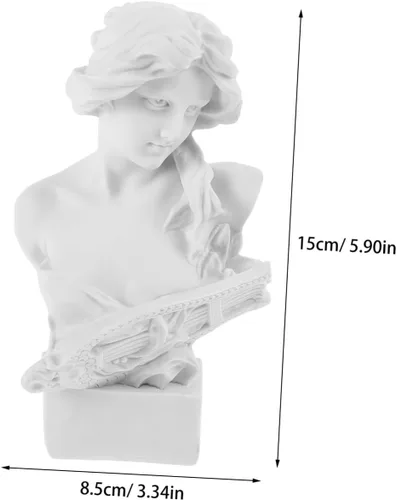 Vista 2 de Artemis - Estatua de diosa de resina blanca, escultura de busto de cabeza romana, escultura de mitología griega para el hogar, estante