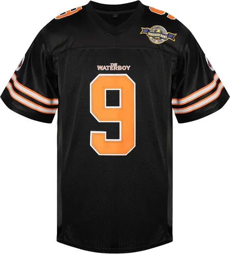 Vista 2 de MESOSPERO Bobby Boucher - Camiseta de fútbol 9 The Waterboy Adam Sandler Mud Dogs Bourbon Bowl Movie Jersey blanco, negro, azul, naranja, S-3XL