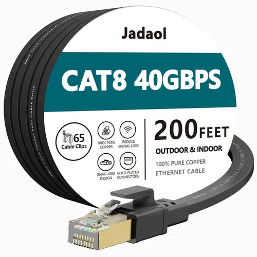 Vista 28 de Jadaol Cable Ethernet Cat8 1.5 pies 40Gbps 2000MHz Cable LAN S/FTP plano