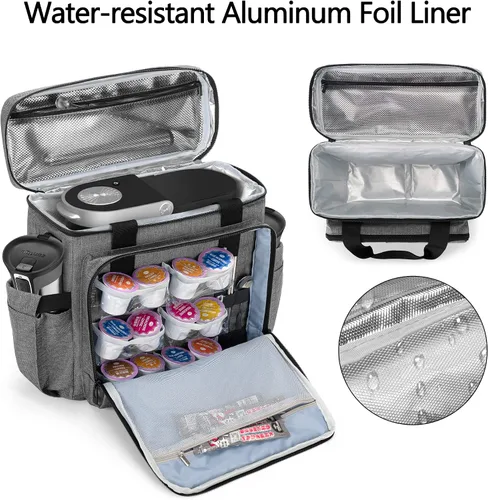 Vista 2 de CURMIO - Cafetera de viaje compatible con Keurig K-Mini o K-Mini Plus Single-serve Coffee Machine Travel Bag, for K-Cup Pods, Protective