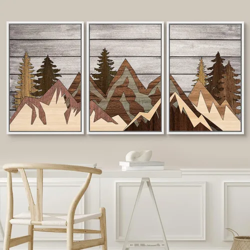 Vista 345 de SIGNWIN Lienzo enmarcado para pared, juego de arte de collage de hojas transparentes en blanco y negro, ilustraciones de naturaleza silvestre, arte