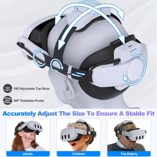 Vista 5 de Battery Head Strap 15000mAh for Meta Quest 32,Elite Starp Replacement Extend Playtime for Oculus Quest 32 with Rechargeable Battery 2 Pack,Charging