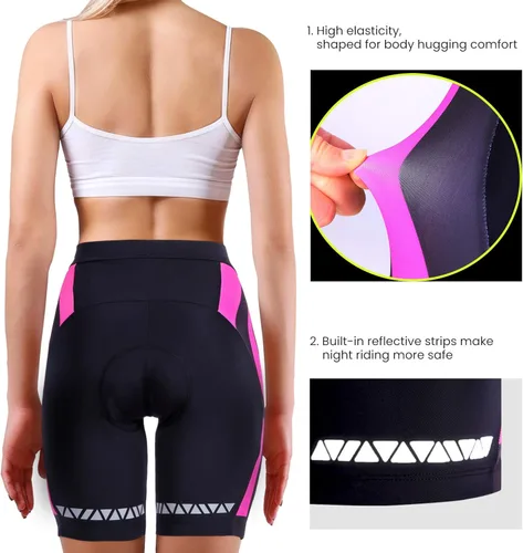 Vista 6 de Sportneer Women Padded Bike Shorts - Bicycle Cycling Shorts for Womens Biking 4D Gel Padding for Mountain Bike and Road Bike