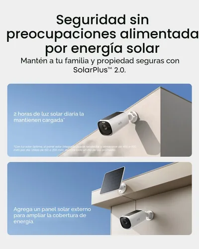 Vista 4 de eufy Security eufyCam E40 - Kit de 2 cámaras, cámara de seguridad solar, visión nocturna MaxColor 2K con panel solar integrado, almacenamiento local