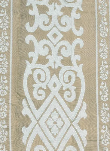 Vista 6 de V Elena - Panel de cortina jacquard de lujo con cenefa de cascada adjunta y bufanda, 54 x 84 pulgadas, color beige
