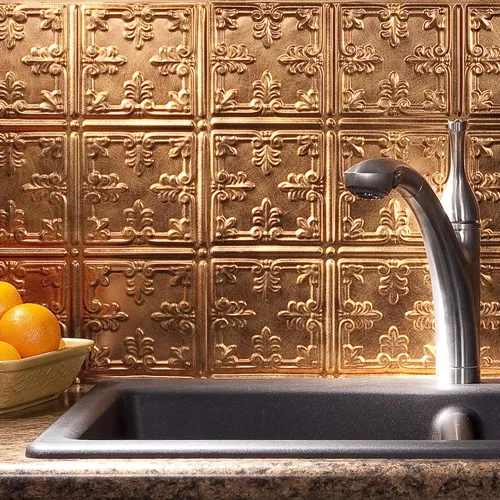 Vista 2 de FASÄDE Panel decorativo para salpicaduras de vinilo de estilo tradicional / patrón 10 en bronce antiguo (muestra de 6 x 6 pulgadas)
