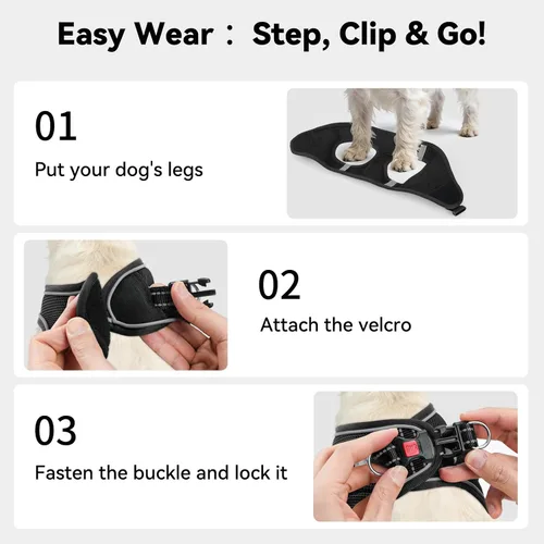 Vista 3 de Joytale Arnés para Perros Pequeños, Chaleco de Malla Transpirable Step-in, Arneses Acolchados Suaves Reflectantes para Gatos y Perros Cachorros