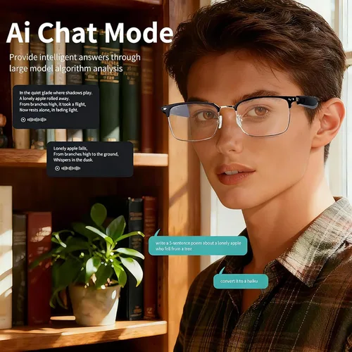 Vista 4 de Lentes inteligentes AI, lentes de traducción Bluetooth con más de 100 idiomas, carga magnética, lentes de sol polarizados que cambian