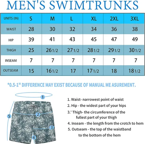 Vista 6 de Biwisy Mens Swim Trunks Quick Dry Beach Shorts Mesh Lining Swimwear Bathing Suits with Pockets