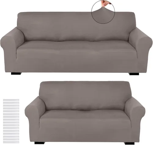 Vista 25 de Peryiter Juego de 2 fundas para sofá de dos plazas Fundas para muebles para sala de estar para sofá, sillón, ajuste elástico, a prueba de arrugas