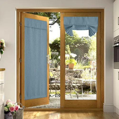 Vista 10 de NICETOWN Cortinas de puerta francesa para ventana, oscurecimiento de la habitación, cortinas de privacidad con aislamiento térmico para cocina Angora
