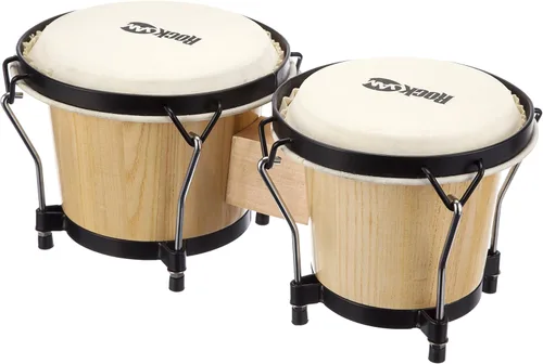 Vista 2 de Conjunto de Bongós RockJam de 7" y 8" con Bolsa Acolchada y Llave de Afinación