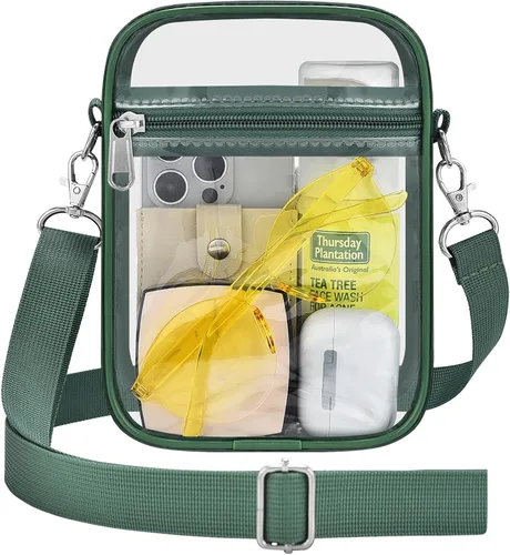Vista 13 de Bolso transparente Slumou para eventos en estadios - Bolso pequeño, mini bolsos de mensajero para fanáticos de deportes para conciertos, trabajo