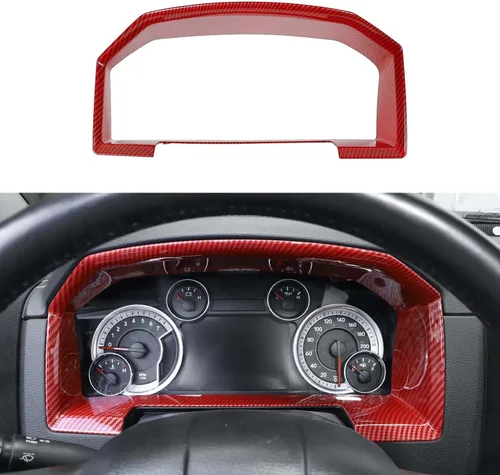Vista 10 de Jimen Compatible con Dodge Ram 2010-2017, panel de instrumentos de consola central superposición cubierta de tablero (fibra de carbono)