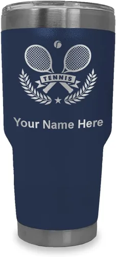 Vista 39 de LaserGram Personalized 20oz Tumbler, Tennis Rackets (Black) Engraved Gift for Tennis Players, Vacuum Insulated Stainless Steel, Laser Engraved