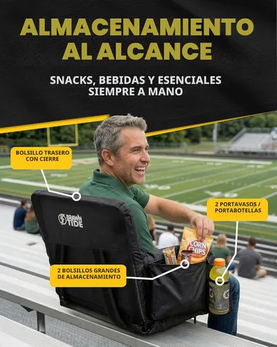 Vista 7 de BRAWNTIDE - Asiento de estadio para gradas con soporte de espalda, cojín de espuma de 3 pulgadas