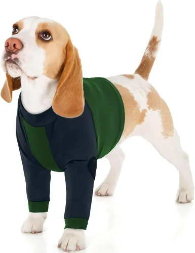 Vista 14 de LeLePet Traje de recuperación para perros para las patas delanteras, manga para perros para detener la lamida, protector de codo para lesiones