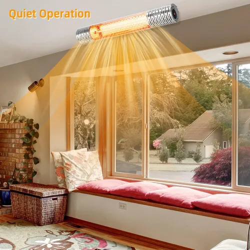 Vista 3 de Tangkula Calentador de patio montado en la pared de 1500 W, calentador eléctrico de infrarrojos lejanos para patio con control remoto, 2 ajustes