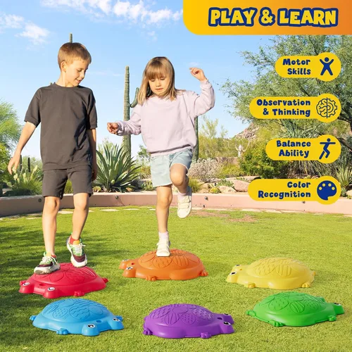 Vista 4 de HYES Escalones para niños, 8 piezas de piedras de equilibrio antideslizantes para niños pequeños de 1 a 3 años, juguetes sensoriales para cursos