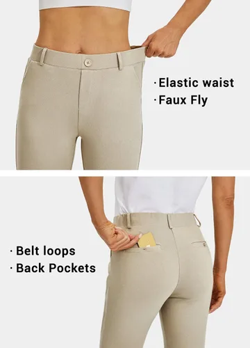 Vista 5 de Willit Pantalones capri de vestir para mujer, pantalones de yoga, pantalones capri de trabajo, pantalones elásticos de oficina de cintura alta, 21