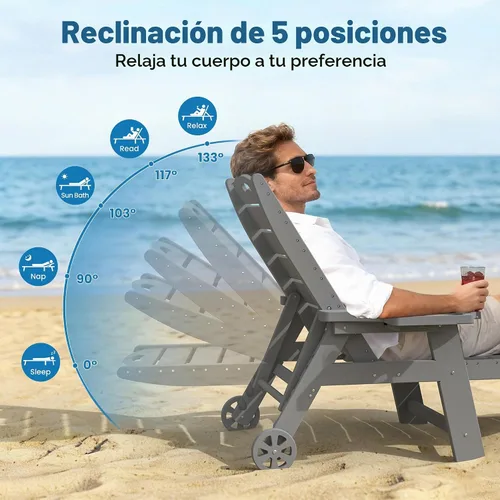 Vista 4 de UDPATIO Silla de salón para exteriores, tumbonas reclinables, piscina 2-Gris