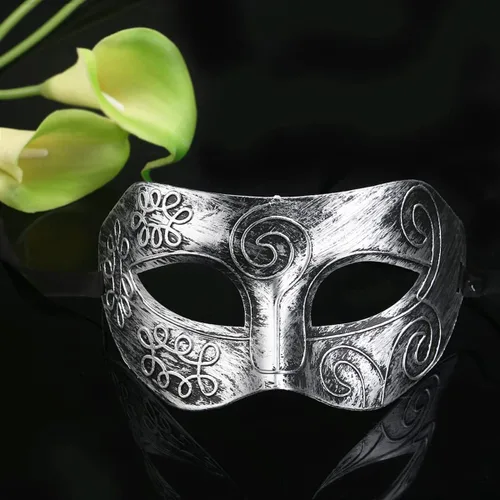 Vista 4 de ABOOFAN Máscara de mascarada para hombres y adultos, máscara romana de baile muscial veneciano, máscara de fiesta de Halloween, cosplay, máscara