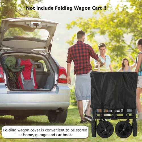 Vista 4 de Cubierta de Vagón Plegable Compatible con Carrito de Exterior y Jardín, Accesorios Antipolvo, 600D Resistente, 22"x17