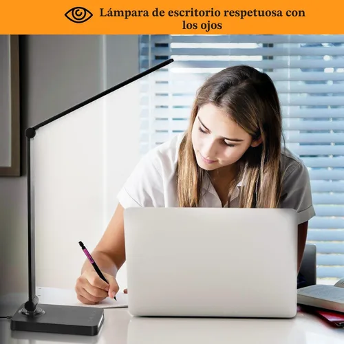 Vista 4 de Lámpara de escritorio LED con puertos USB, lámparas de escritorio táctiles para oficina en casa con 5 modos 3 Brightness Desk Light with Small
