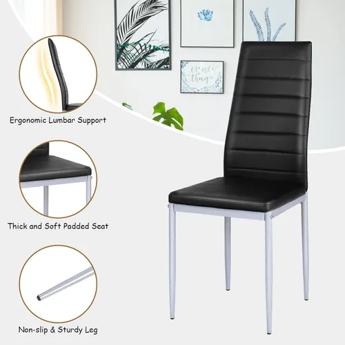 Vista 4 de KOTEK Juego de 4 sillas de comedor de piel sintética, sillas laterales tapizadas con respaldo alto ergonómico y marco de acero, sillas laterales