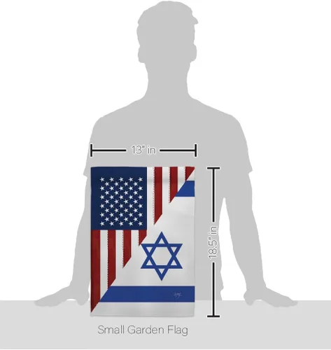 Vista 2 de Bandera estadounidense Israelí Bandera de Israel, 2 piezas de pancartas de pared para habitación, patio, césped, jardín, tapiz interior al aire