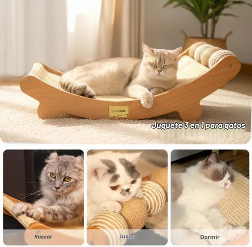 Vista 2 de CHEERPALS Cama rascador de sisal para gatos con bolas de madera para gatos
